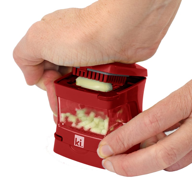 Kitchen Innovations Garlic-A-Peel Garlic Press  Crusher  Cutter  Mincer  and Storage Container - Includes Silicone Garlic Peeler - Easy to Clean - Stainless Steel Blades - (Red)  standard - Image 3